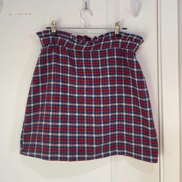 Topshop Plaid Wool Ruffled Mini Skirt in red & blue 🍒💙 - Picture 2 of 4